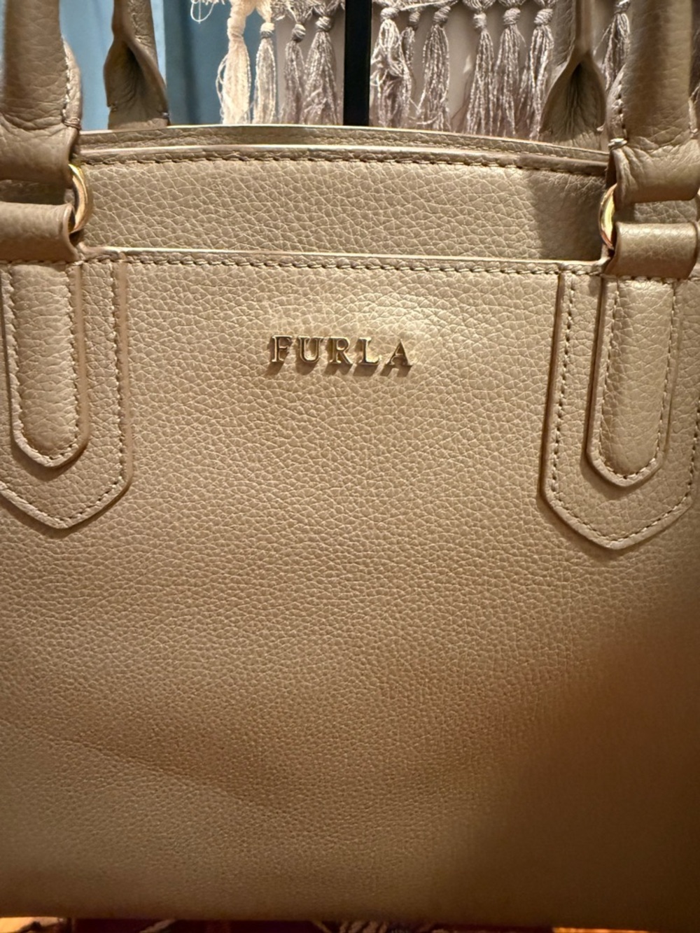 Furla Taupe Leather Double-Handle Tote - Picture 5 of 8